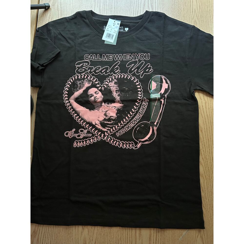 B2 New Women’s Selina Gomez Cotton Crew neck T-shirt Black size Medium